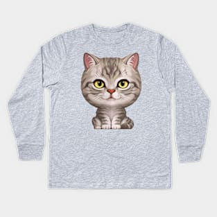 Silver Tabby Cat Kids Long Sleeve T-Shirt